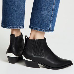 $500 RAG & BONE Westin Bootie CUBAN BLACK LEATHER LOGO CHUNKY 40 (DC9.5)